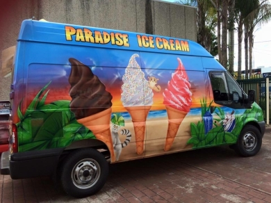 ICE CREAM VAN Airbrushed - Jungle themed