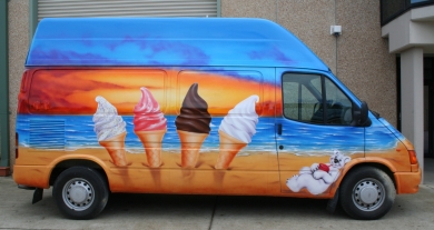 Airbrushed ice Cream Van - Traditional beach theme