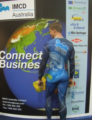 Airbrushed body painting trade stand promo