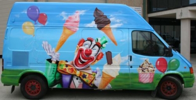 ICE CREAM VAN Airbrushed- CIRCUS THEMED