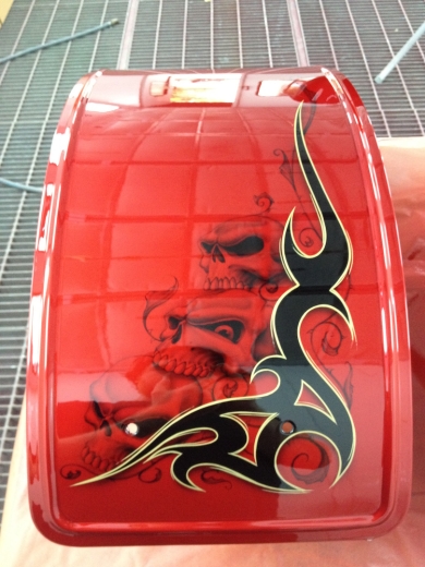 T-Bucket - Candy apple red paint with graphics