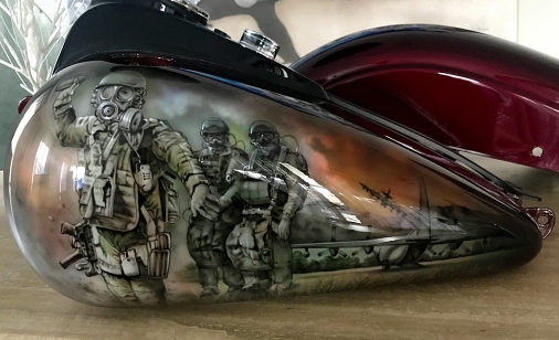 Airbrushed Memorial Bike Tank