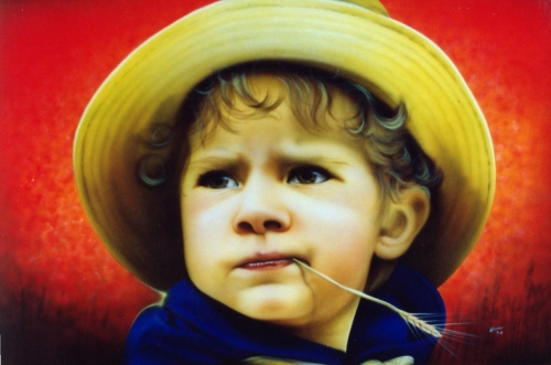 Fine Arts - little boy with straw