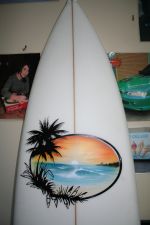 courses - surfboard with beach scene 150