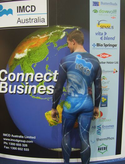 Airbrushed body painting trade stand promo