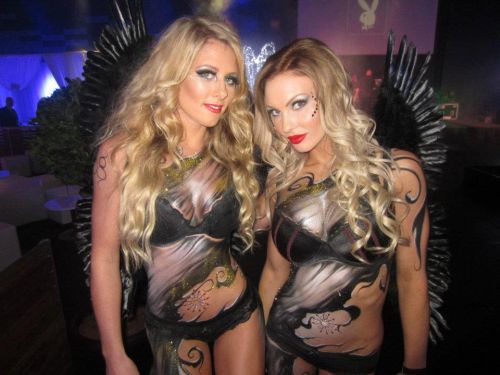 Airbrush body painting at PLAYBOY event