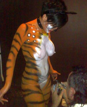 Tiger theme body painting