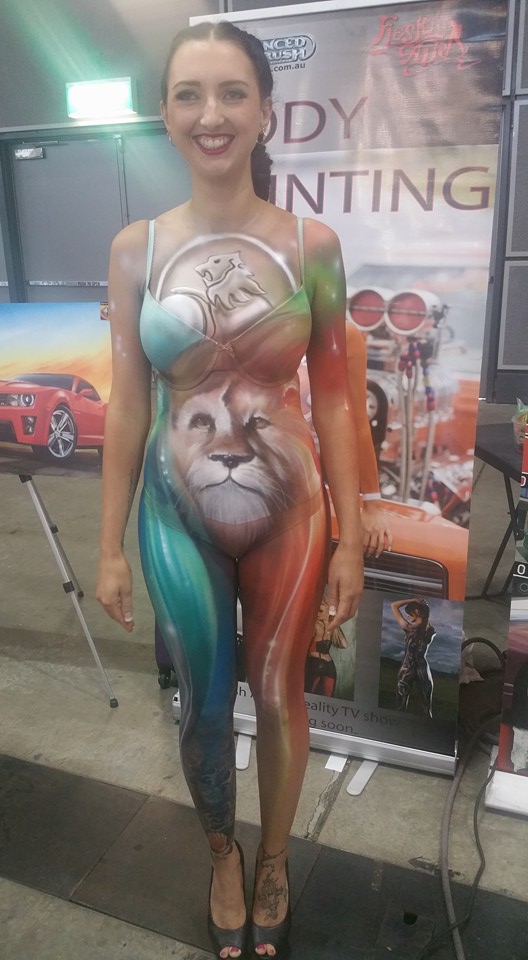 Airbrush body painting Holden themed