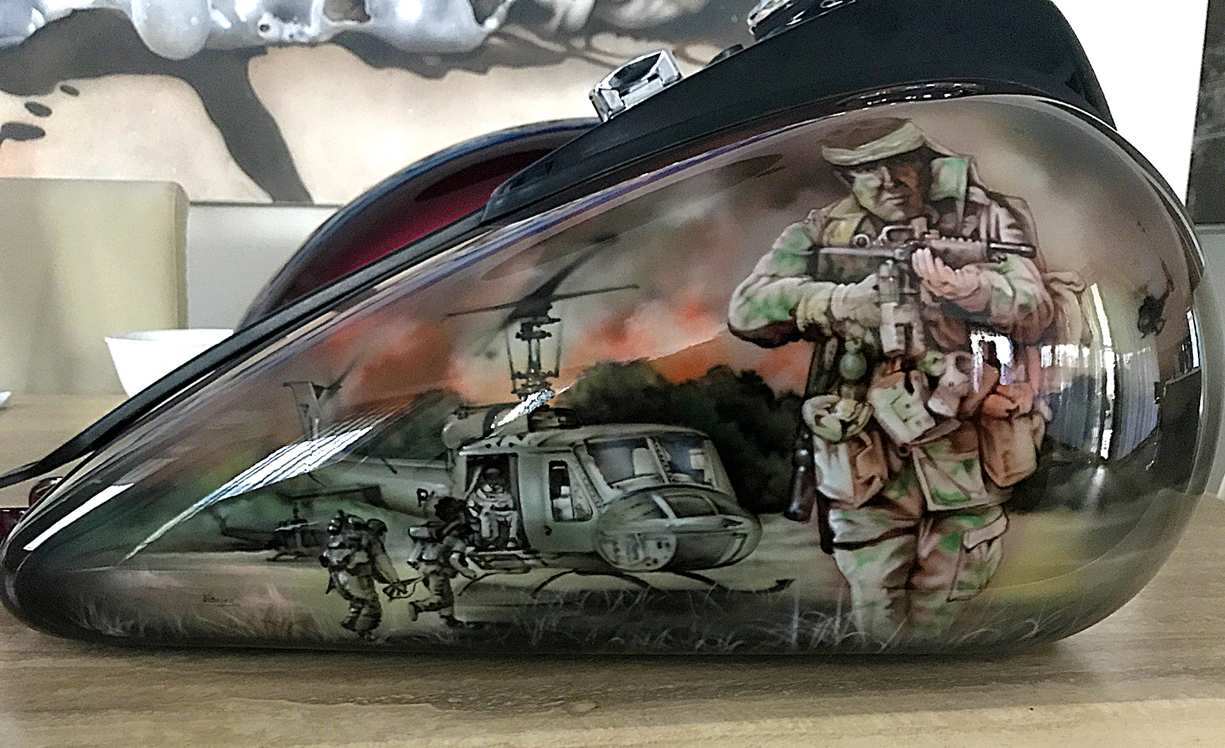 Airbrushed Memorial Bike Tank