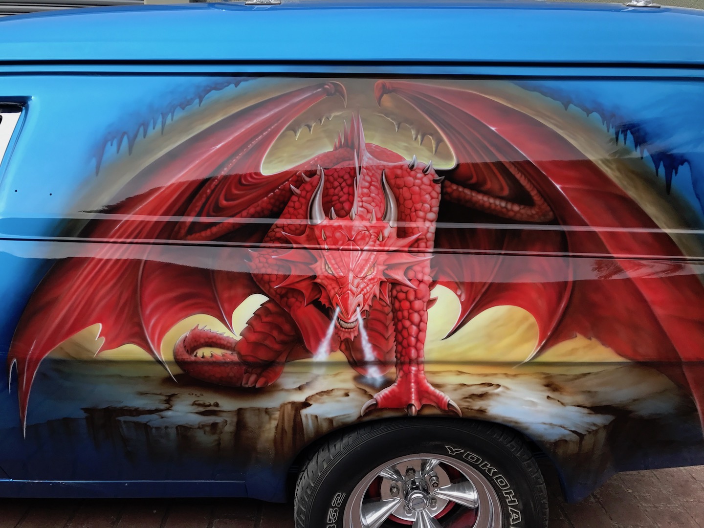 Airbrushed Panel Van - Blue Dragon