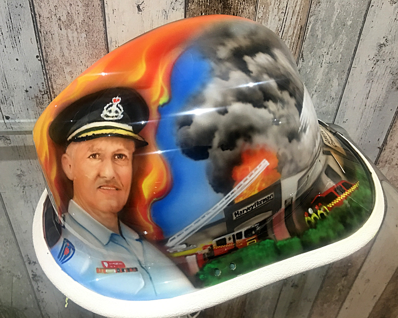 fire fighting helmet retiring commissioner NSW