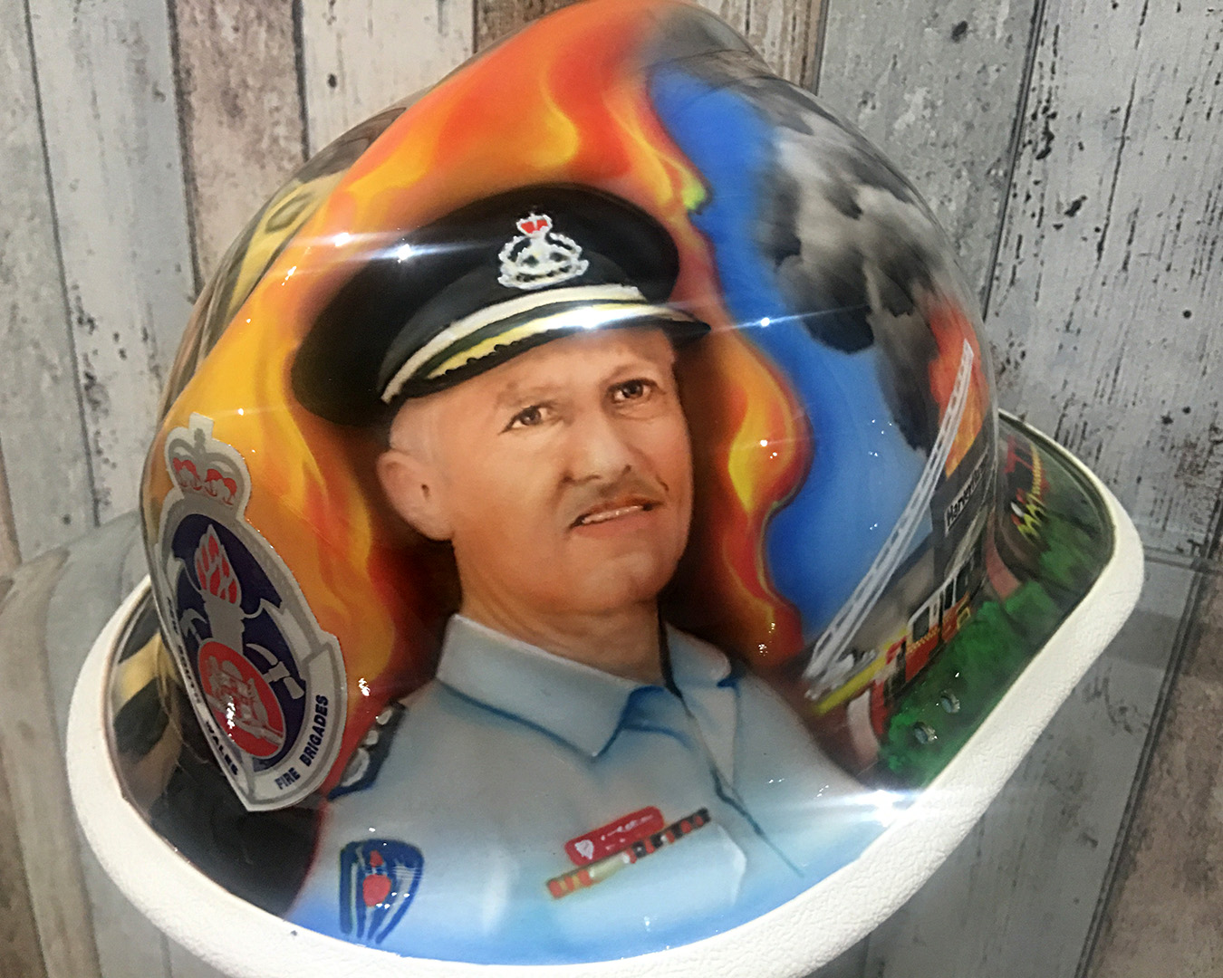fire fighting helmet retiring commissioner NSW